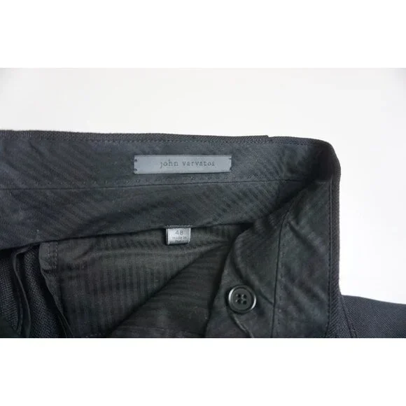 John Varvatos Black Tuxedo Striped Woven Mens Pants Sz 48 Brand New